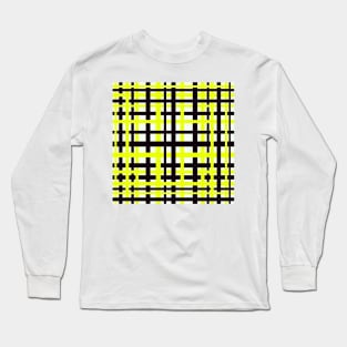 Interlocking Stripes Black White Yellow Long Sleeve T-Shirt